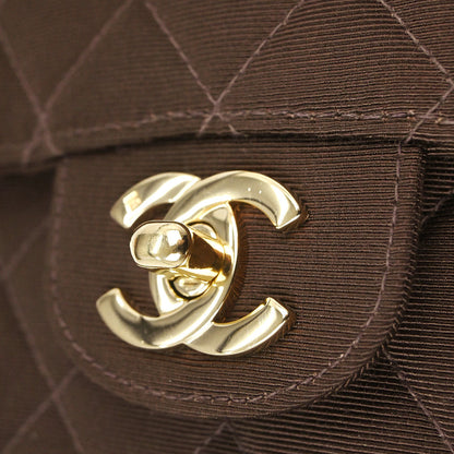 Chanel 1997-1999 Brown Canvas Small Classic Double Flap Shoulder Bag