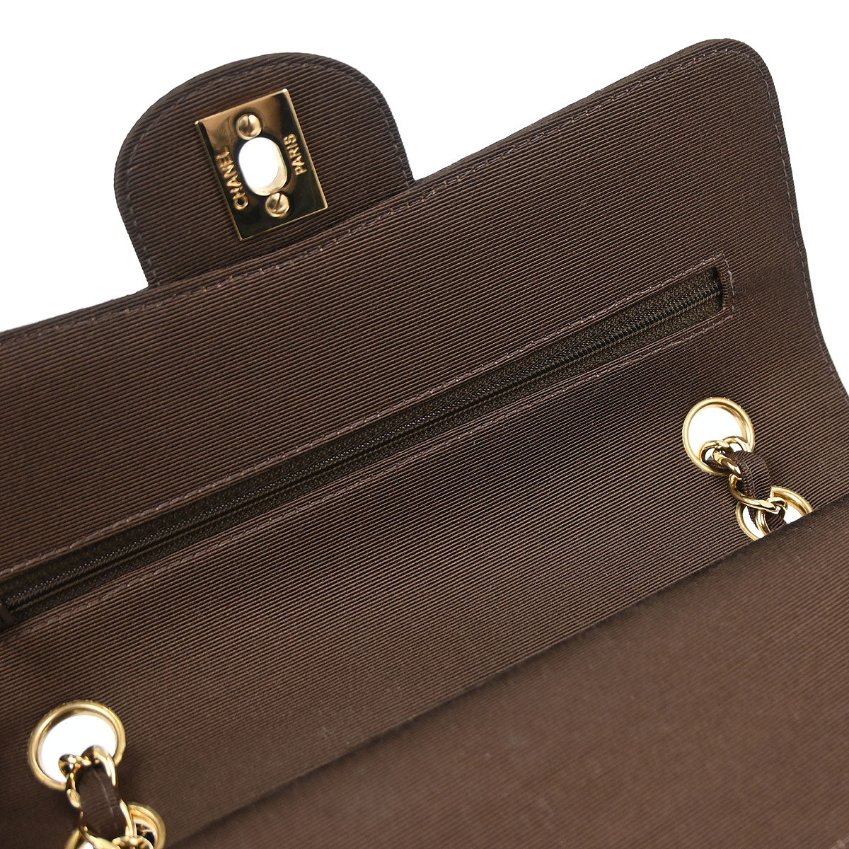 Chanel 1997-1999 Brown Canvas Small Classic Double Flap Shoulder Bag