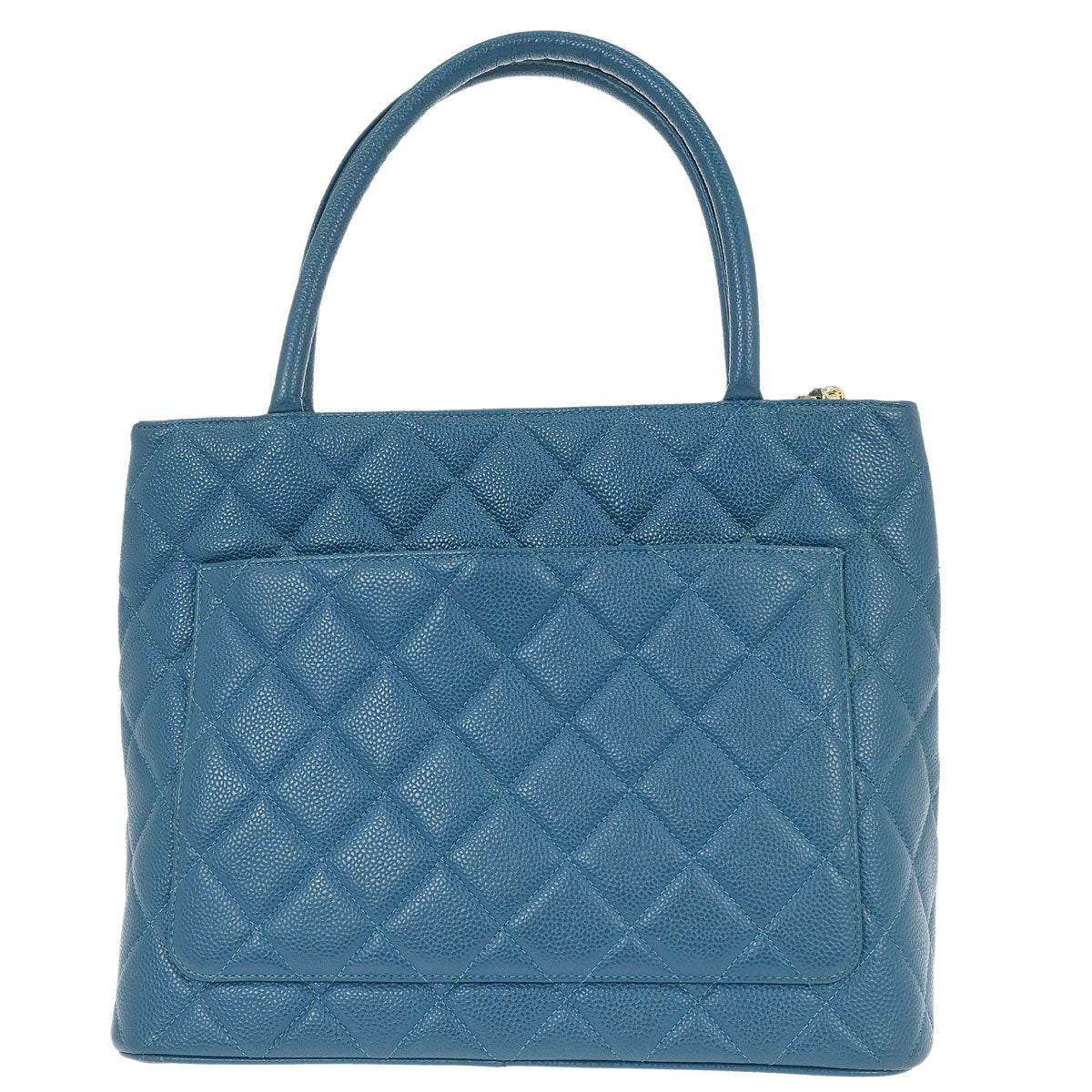 Chanel 2002-2003 Blue Caviar Skin Medallion Tote Handbag