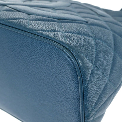 Chanel 2002-2003 Blue Caviar Skin Medallion Tote Handbag