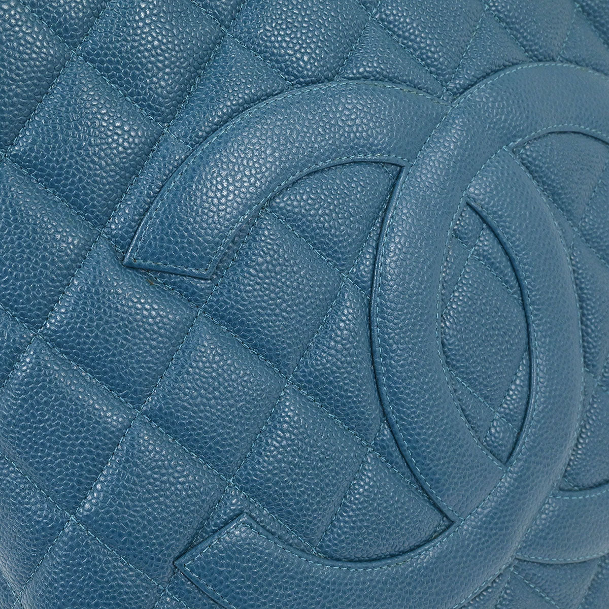 Chanel 2002-2003 Blue Caviar Skin Medallion Tote Handbag