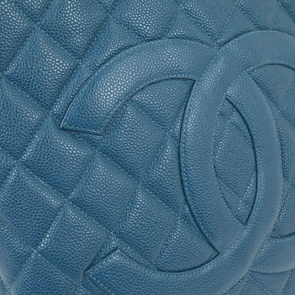 Chanel 2002-2003 Blue Caviar Skin Medallion Tote Handbag
