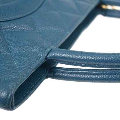 Chanel 2002-2003 Blue Caviar Skin Medallion Tote Handbag