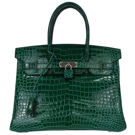 Hermes * Vert Emerald Porosus Birkin 30 Handbag