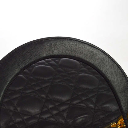 Christian Dior Black Lambskin Medium Lady Dior Cannage 2way Shoulder Handbag