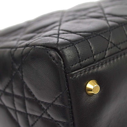 Christian Dior Black Lambskin Medium Lady Dior Cannage 2way Shoulder Handbag