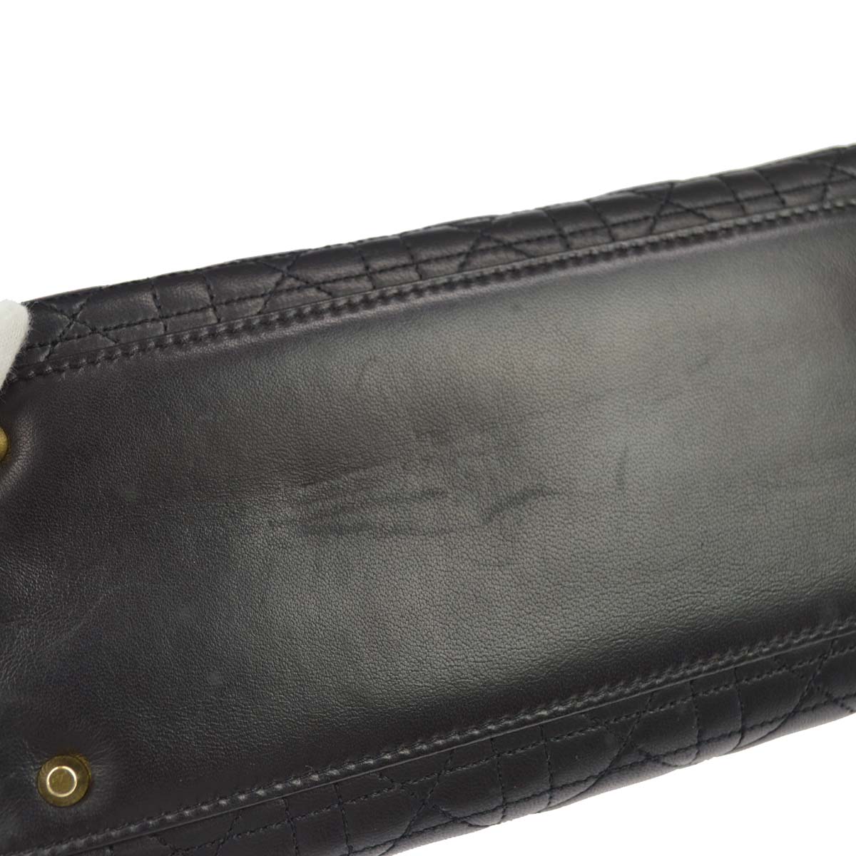 Christian Dior Black Lambskin Medium Lady Dior Cannage 2way Shoulder Handbag