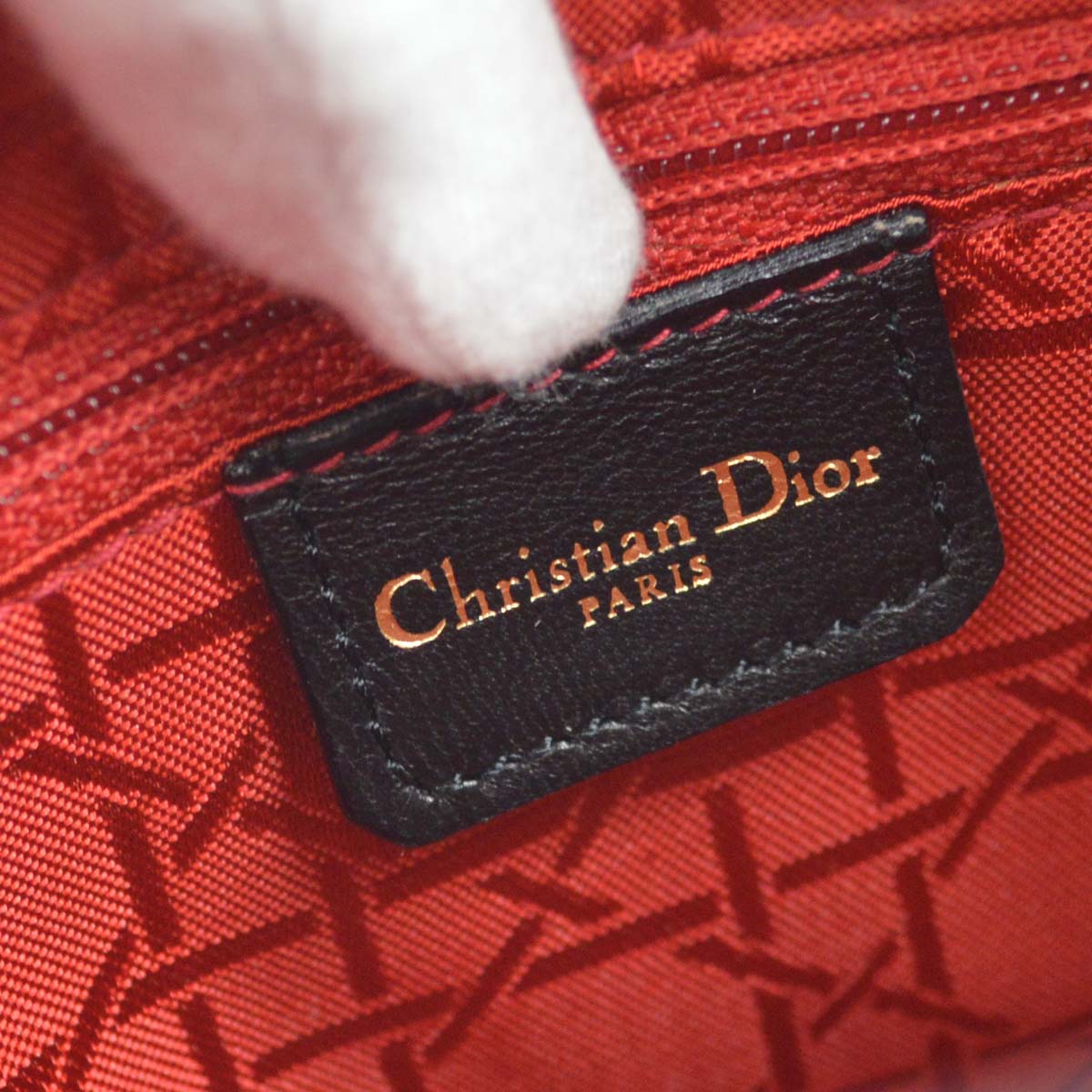 Christian Dior Black Lambskin Medium Lady Dior Cannage 2way Shoulder Handbag