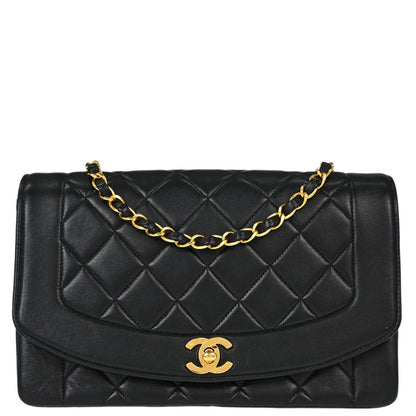 Chanel Black Lambskin Medium Diana Shoulder Bag