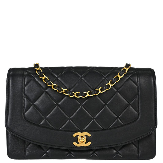 Chanel Black Lambskin Medium Diana Shoulder Bag
