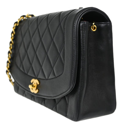 Chanel Black Lambskin Medium Diana Shoulder Bag