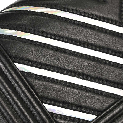 Boy Chanel Black Lambskin Chevron Medium Double Chain Shoulder Bag