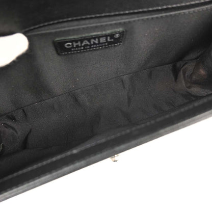 Boy Chanel Black Lambskin Chevron Medium Double Chain Shoulder Bag