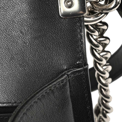 Boy Chanel Black Lambskin Chevron Medium Double Chain Shoulder Bag