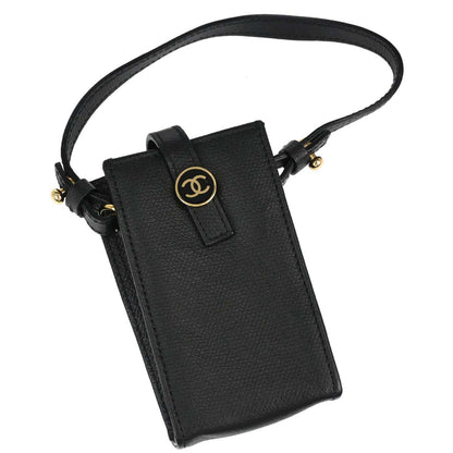 Chanel Black Calfskin Phone Case