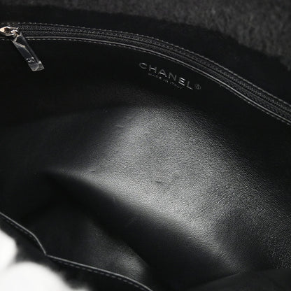 Chanel 2014-2015 Black Wool Lambskin 2way Shearling Comic Tote Handbag