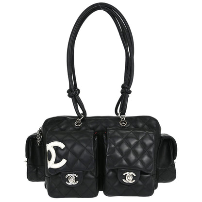 Chanel Black Calfskin Cambon Ligne Reporter Bag Handbag