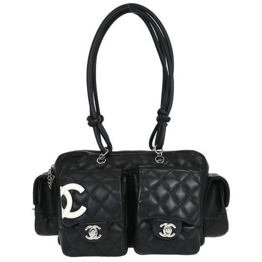 Chanel Black Calfskin Cambon Ligne Reporter Bag Handbag