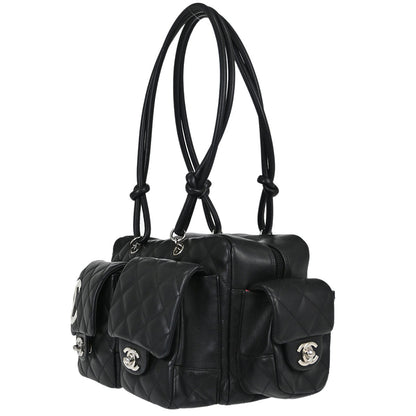 Chanel Black Calfskin Cambon Ligne Reporter Bag Handbag