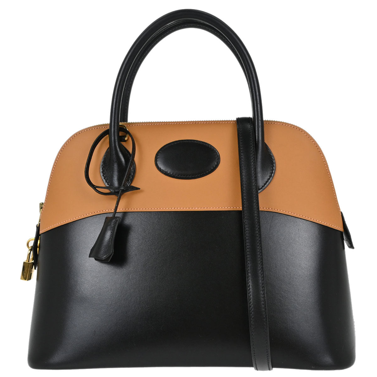 Hermes Black Naturel Box Calf Veau Gulliver Bolide 31 2way Shoulder Handbag