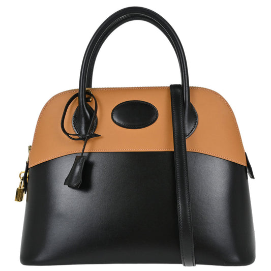 Hermes Black Naturel Box Calf Veau Gulliver Bolide 31 2way Shoulder Handbag