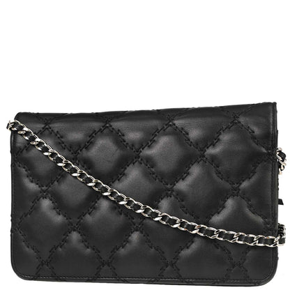 Chanel Black Calfskin Hamptons WOC Wallet on Chain Bag
