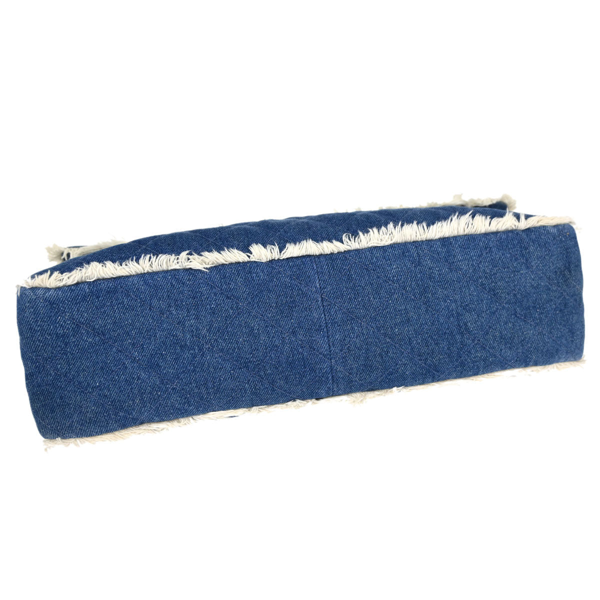 Chanel Blue Denim Maxi Straight Flap Shoulder Bag