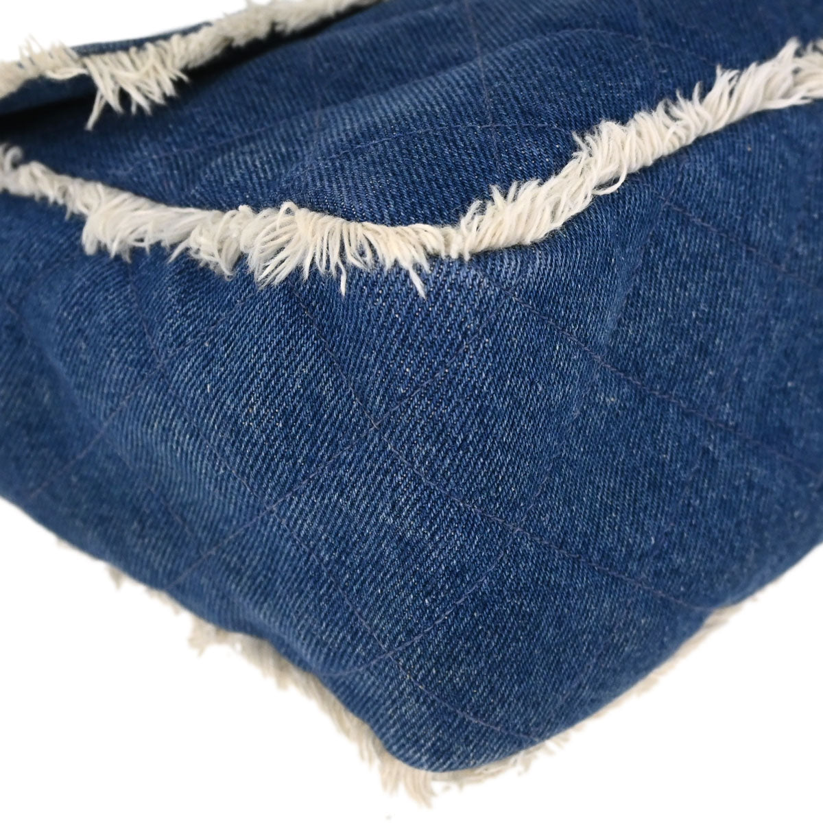 Chanel Blue Denim Maxi Straight Flap Shoulder Bag