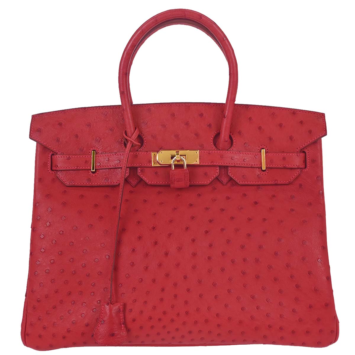 Hermes * Rouge Vif Ostrich Birkin 35 Handbag