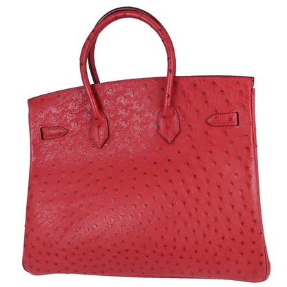 Hermes * Rouge Vif Ostrich Birkin 35 Handbag