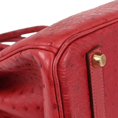Hermes * Rouge Vif Ostrich Birkin 35 Handbag