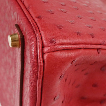Hermes * Rouge Vif Ostrich Birkin 35 Handbag