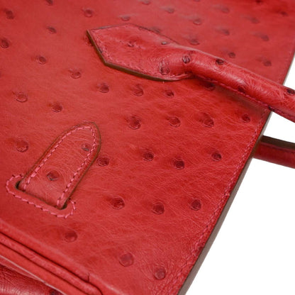 Hermes * Rouge Vif Ostrich Birkin 35 Handbag