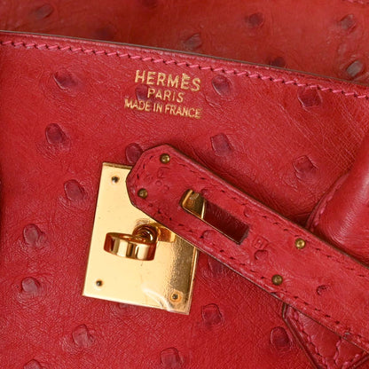 Hermes * Rouge Vif Ostrich Birkin 35 Handbag