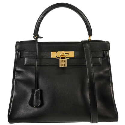 Hermes Black Gulliver Kelly 28 Retourne 2way Shoulder Handbag