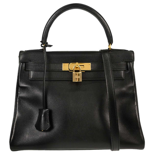 Hermes Black Gulliver Kelly 28 Retourne 2way Shoulder Handbag