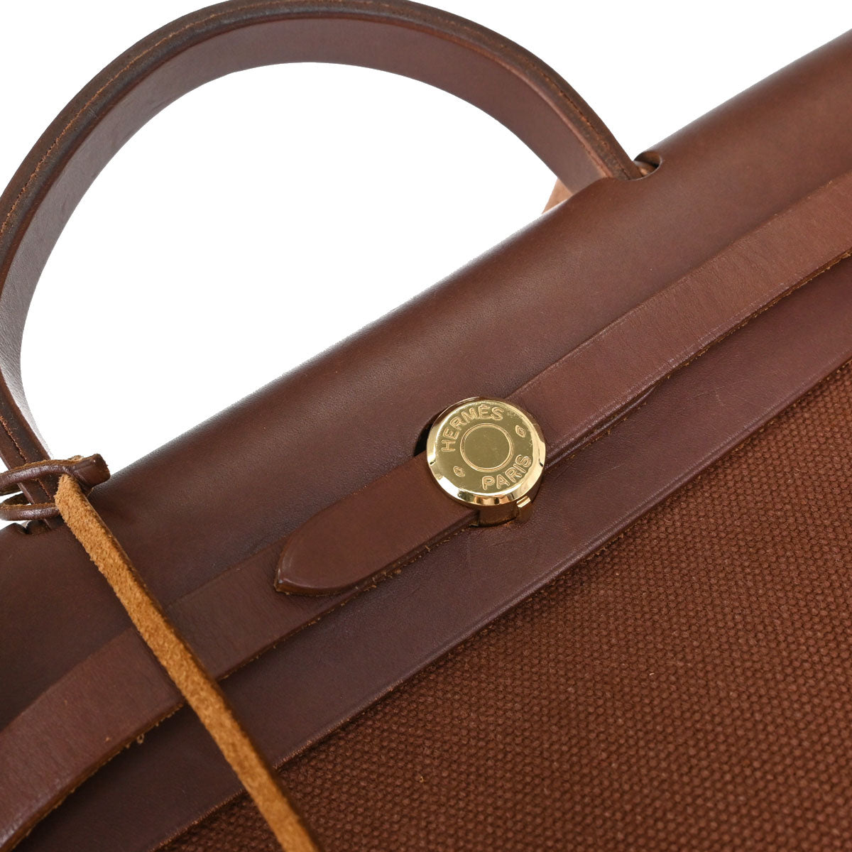 Hermes Brown Toile Officier Herbag PM 2 in 1 Handbag