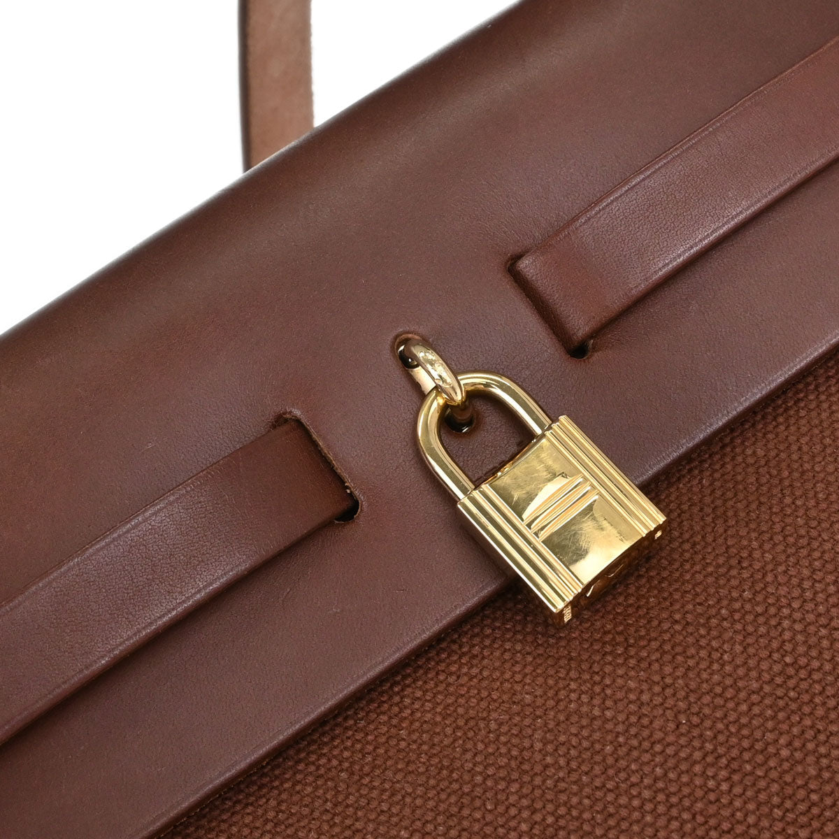 Hermes Brown Toile Officier Herbag PM 2 in 1 Handbag
