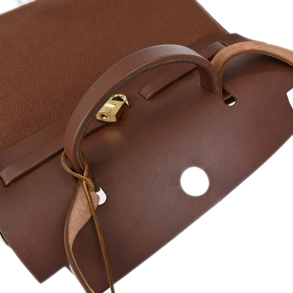 Hermes Brown Toile Officier Herbag PM 2 in 1 Handbag