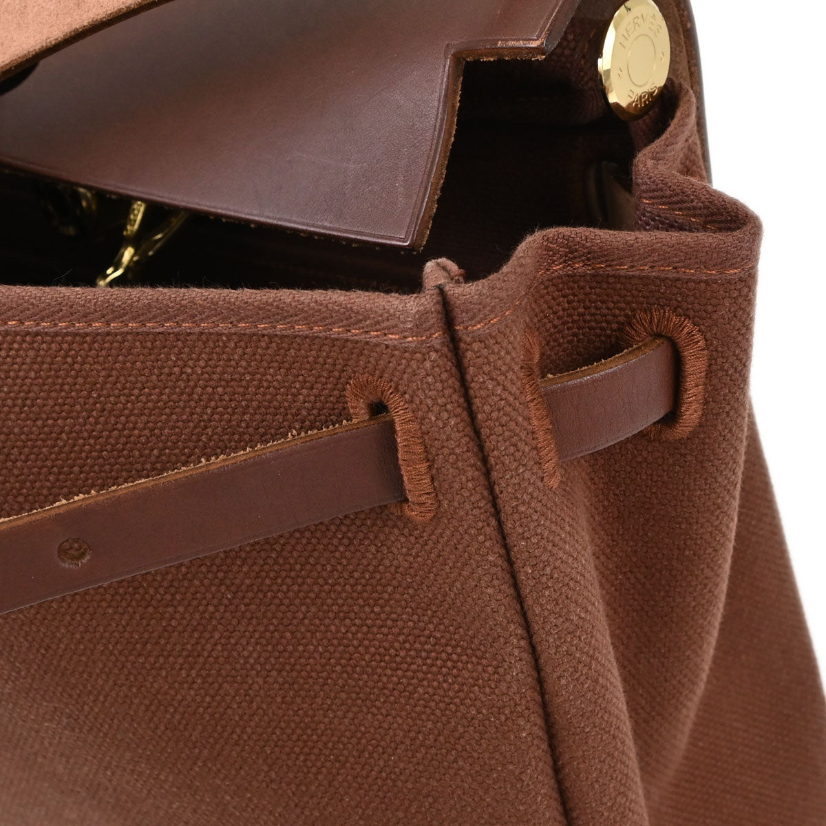 Hermes Brown Toile Officier Herbag PM 2 in 1 Handbag