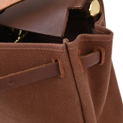 Hermes Brown Toile Officier Herbag PM 2 in 1 Handbag