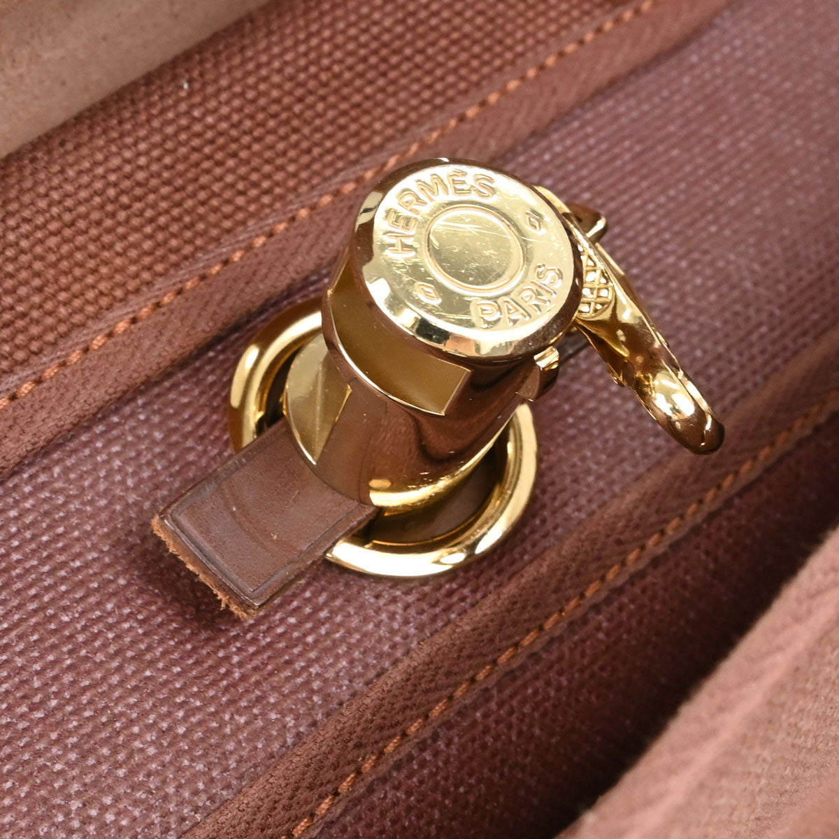 Hermes Brown Toile Officier Herbag PM 2 in 1 Handbag