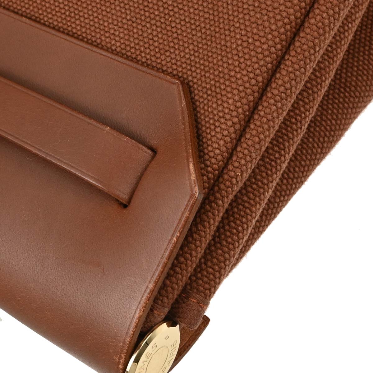 Hermes Brown Beige Toile Officier H Herbag PM 2 in 1 Handbag