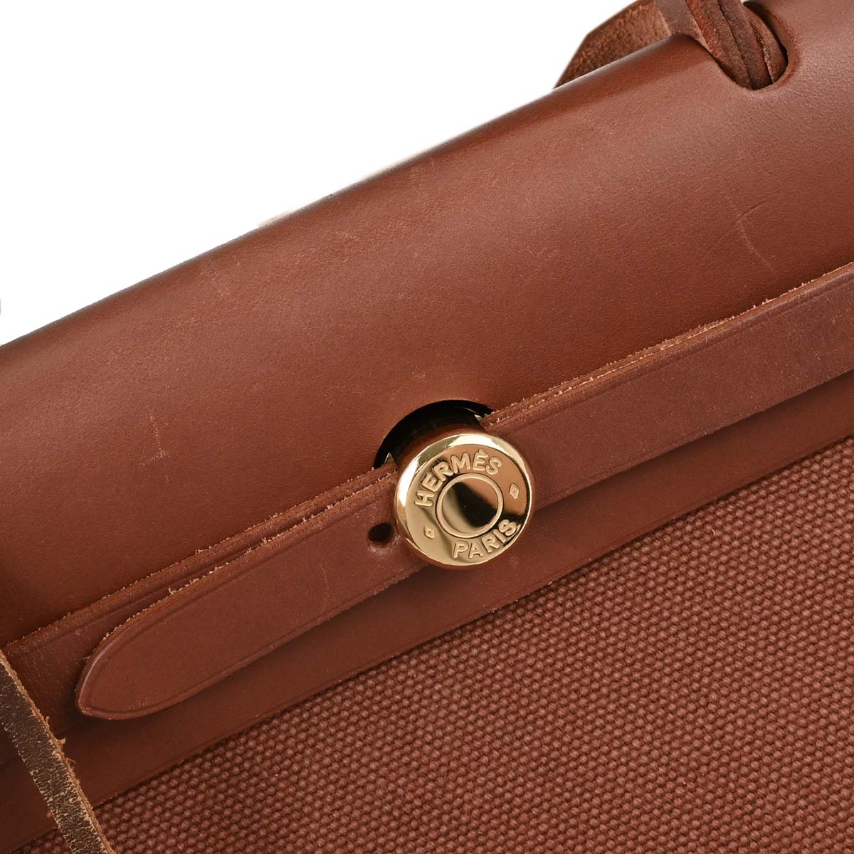 Hermes Brown Beige Toile Officier H Herbag PM 2 in 1 Handbag