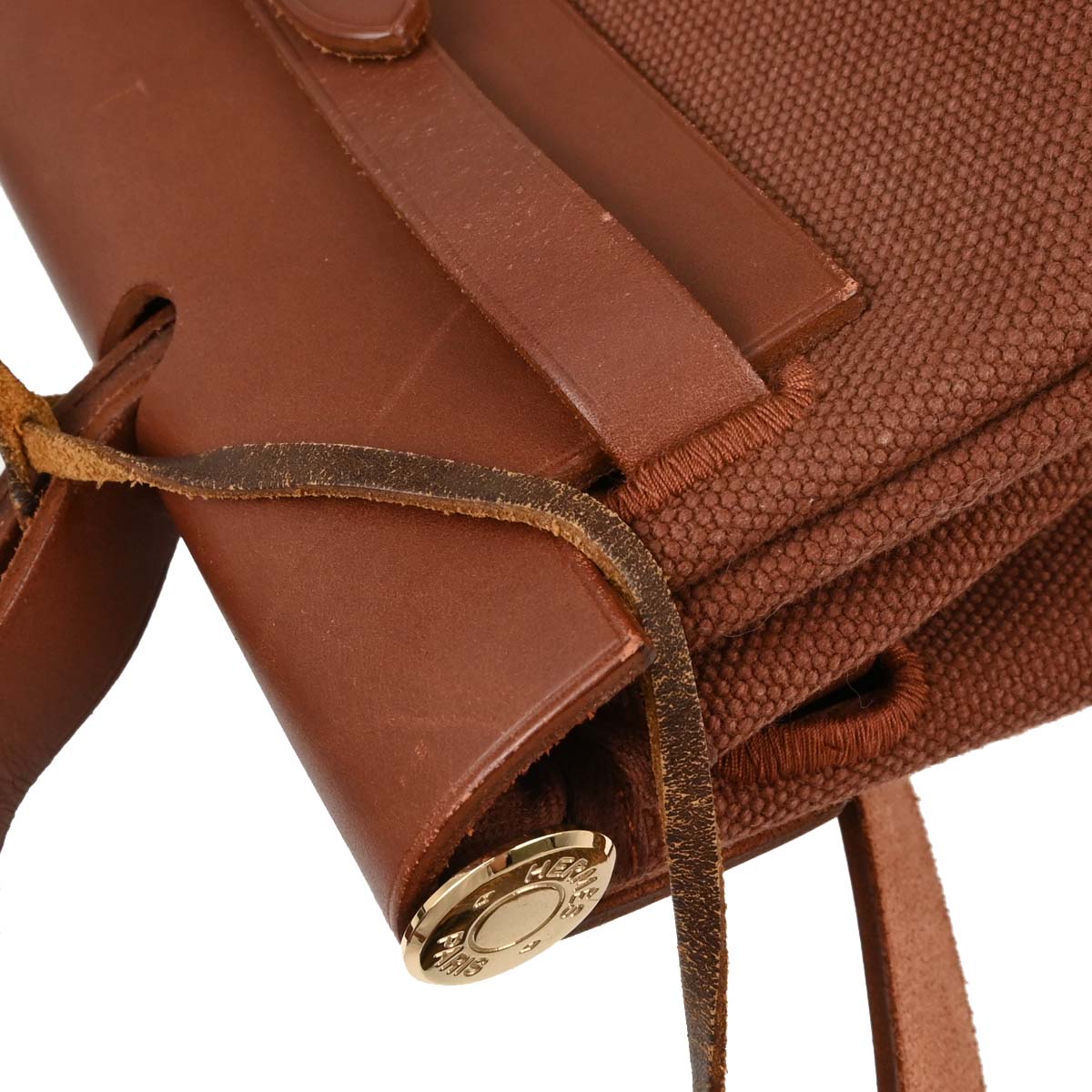 Hermes Brown Beige Toile Officier H Herbag PM 2 in 1 Handbag