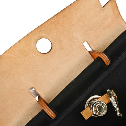 Hermes Black Beige Toile Officier H Herbag a Dos 2 in 1 Backpack