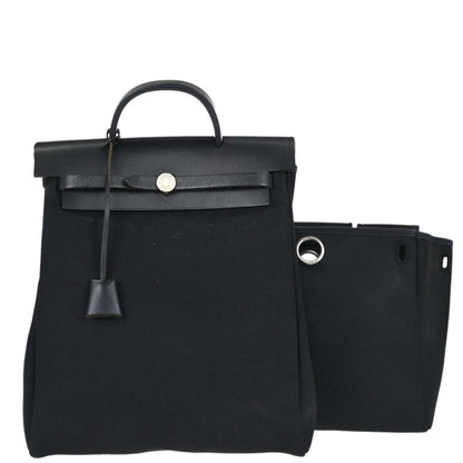 Hermes Black Toile Officier Herbag a Dos 2 in 1 Backpack
