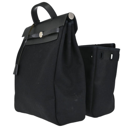Hermes Black Toile Officier Herbag a Dos 2 in 1 Backpack