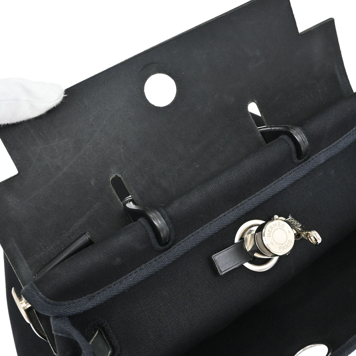 Hermes Black Toile Officier Herbag a Dos 2 in 1 Backpack
