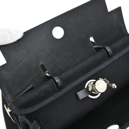 Hermes Black Toile Officier Herbag a Dos 2 in 1 Backpack